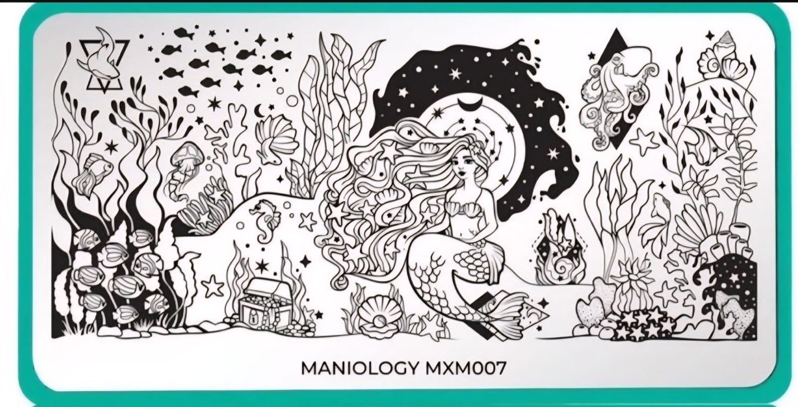 HTF Maniology MXM007 Nail Stamping Plate Mermaid Ocean Theme Sea Whale Shell