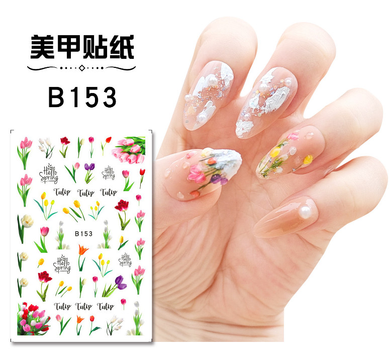 3D Nail Sticker Tulip Flower Nail Art Decals Floral Design Decorations 6Pcs NS41