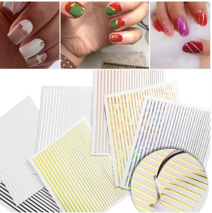 3D Stripe Line Nail Art Stickers: DIY Adhesive Decals