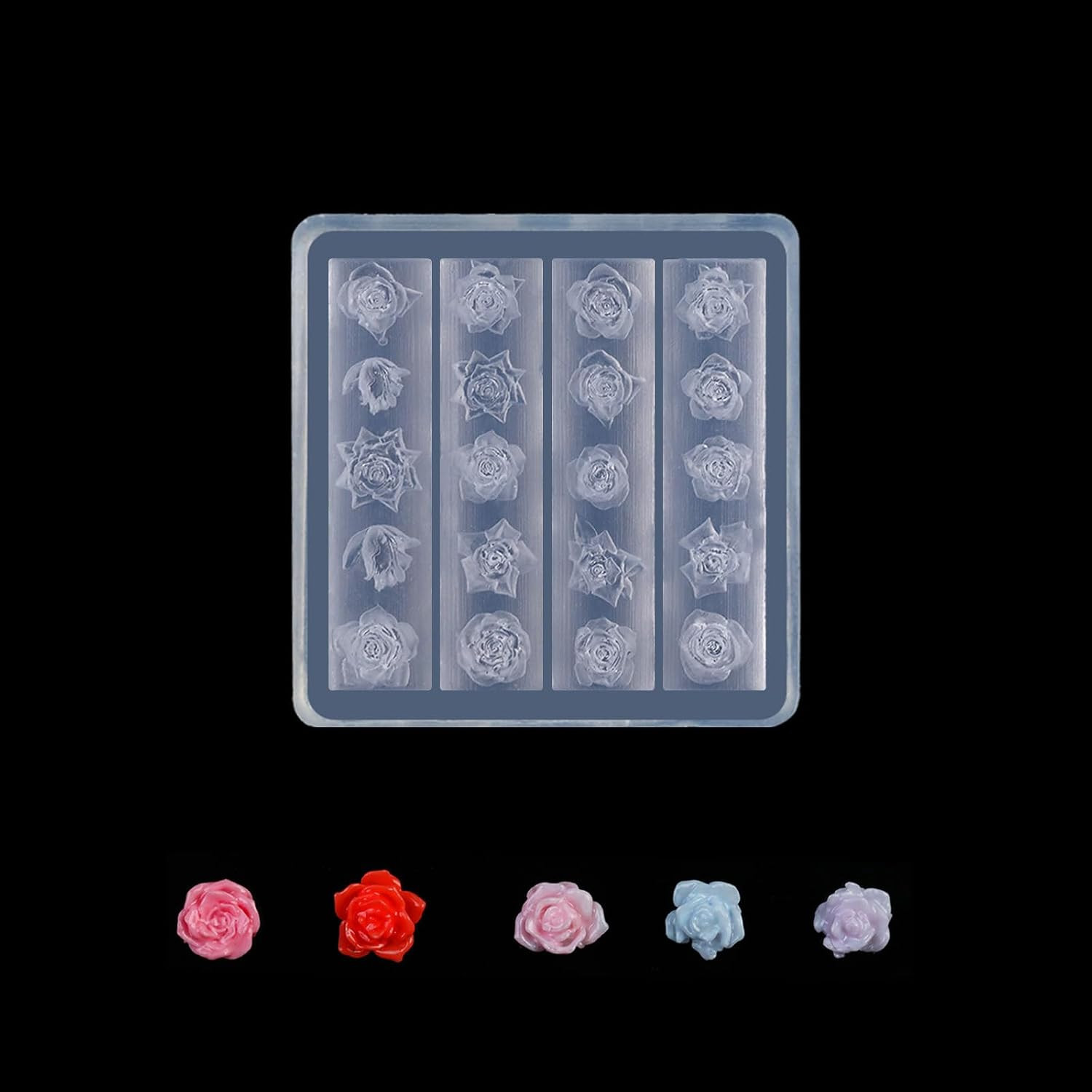 3D Rose Flower Nail Mold Silicone Nail Tools Classic Floral Carving Template