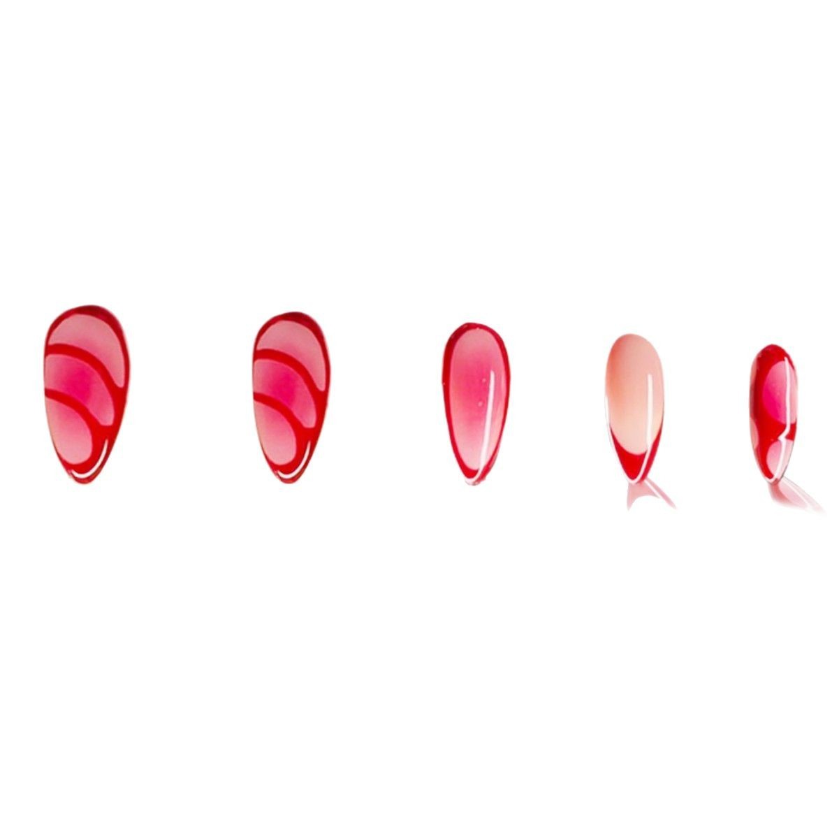 24Pcs Red Ombre French Almond Press On Nails Wholesale