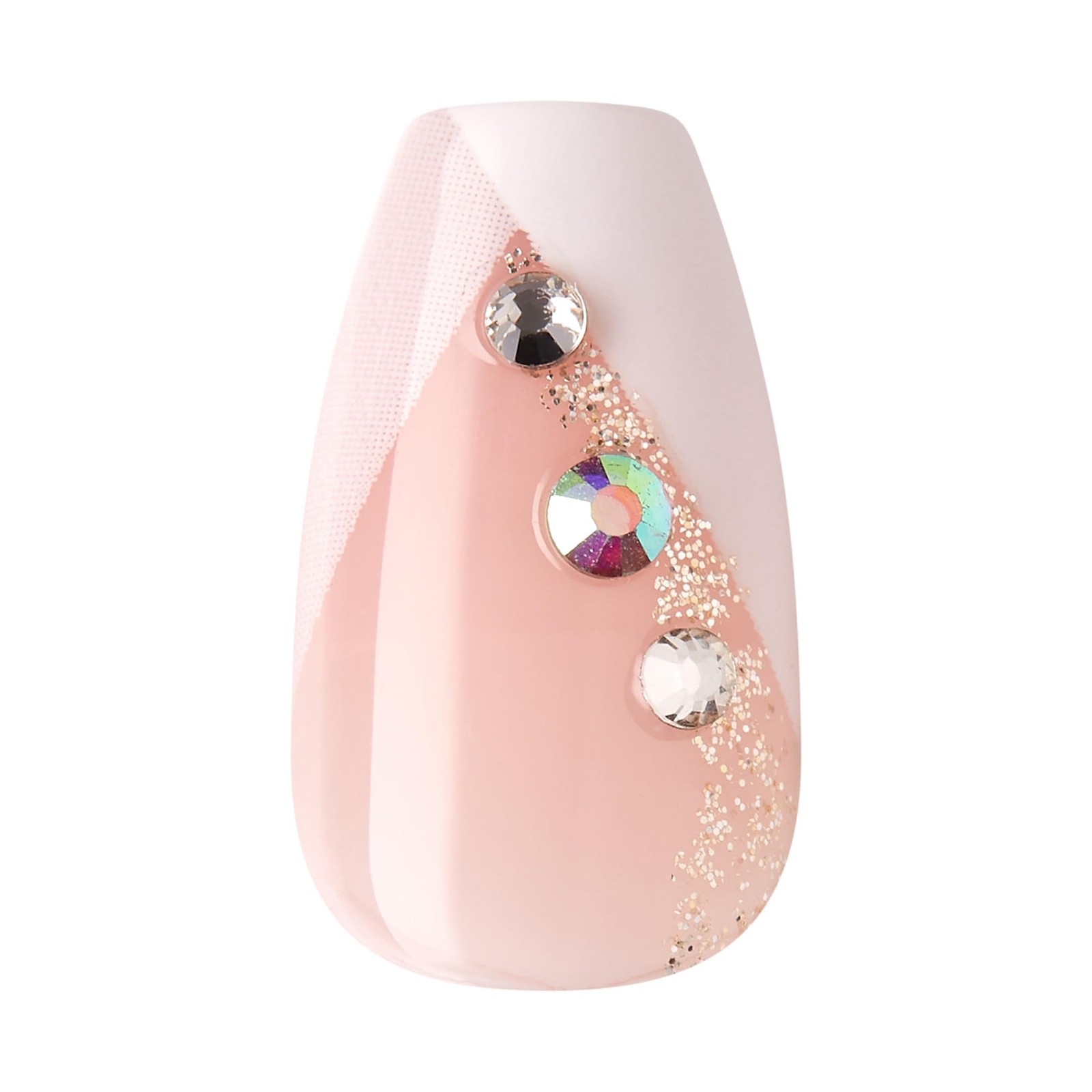 Kiss Impress No Glue Medium, Light Neutral + White Tip French(Coffin Shape)