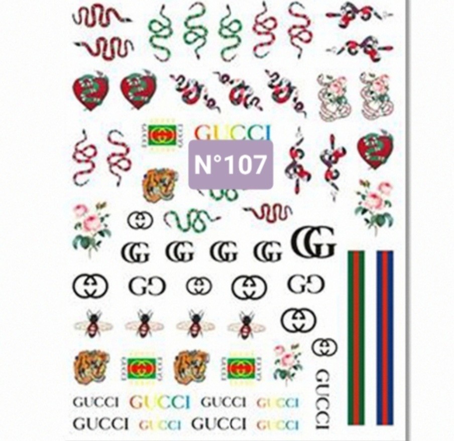 NWT NAIL ART DESIGN SELF-SEAL STICKERS SOLID TAN, RED SNAKES N°107!
