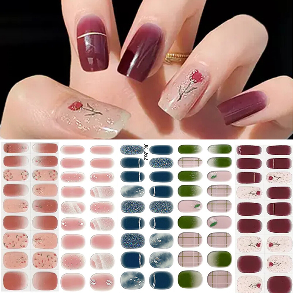18 UV Semi cured Gel Nail Stickers-Strips-Wraps-UV/LED Lamp required- Manicure ⇓