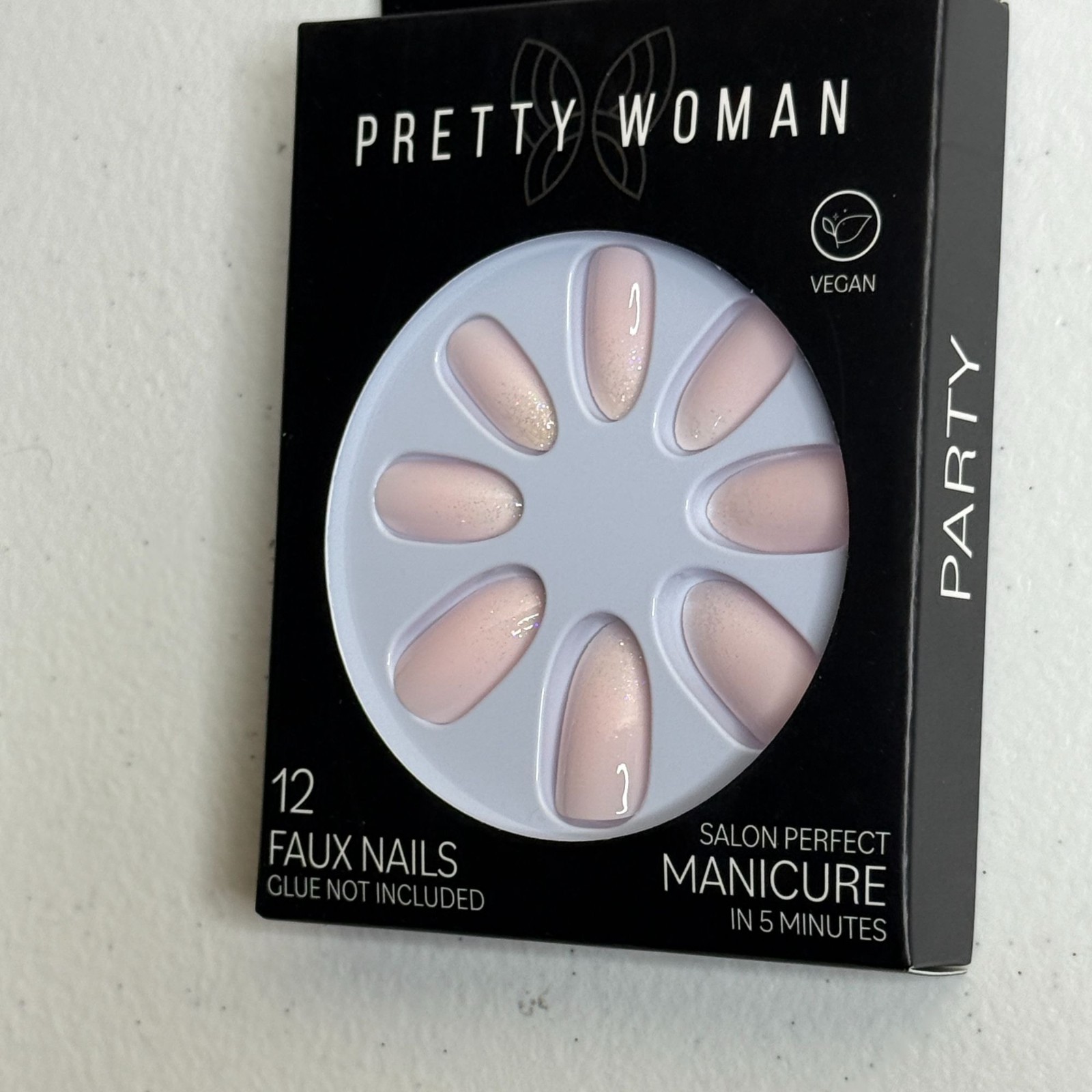 Pretty Woman Press On Nails Nude Pink Short Glossy 12pc Vegan Manicure