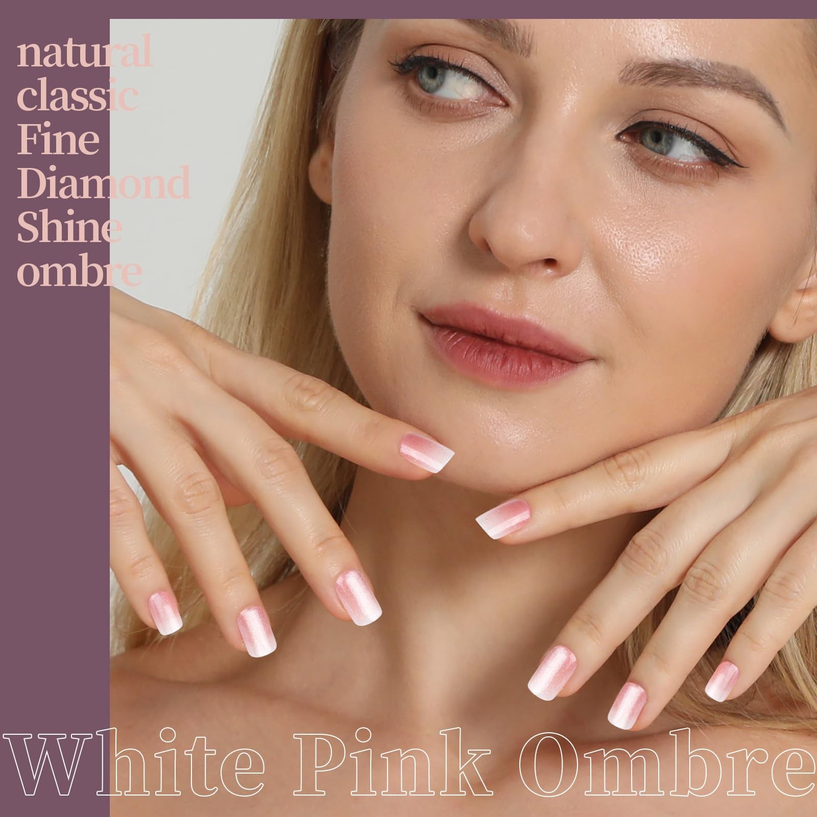 FANDAMEI Press on Nails, 6 Colors Chrome Nails Short, Cat Multicolor