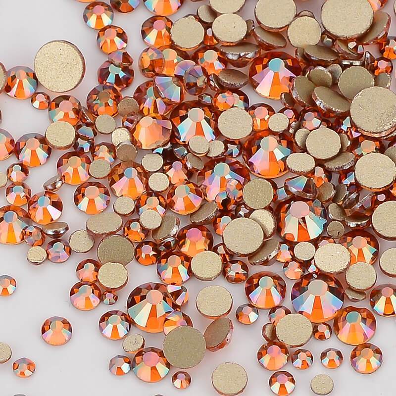 1440pcs Mix Size Amber FlatBack Rhinestones For Nail Art Crystal SS3-SS20