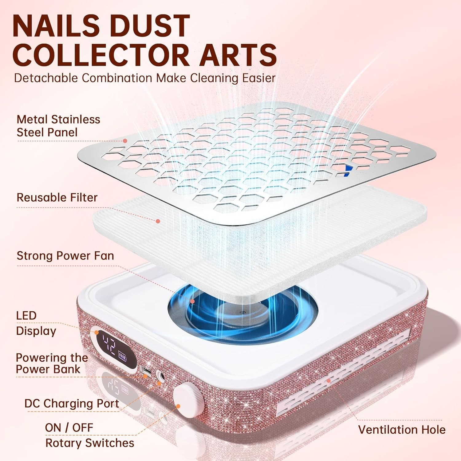 Lightweight Cordless Nail Dust Collector – Perfect for Home & Professional Use