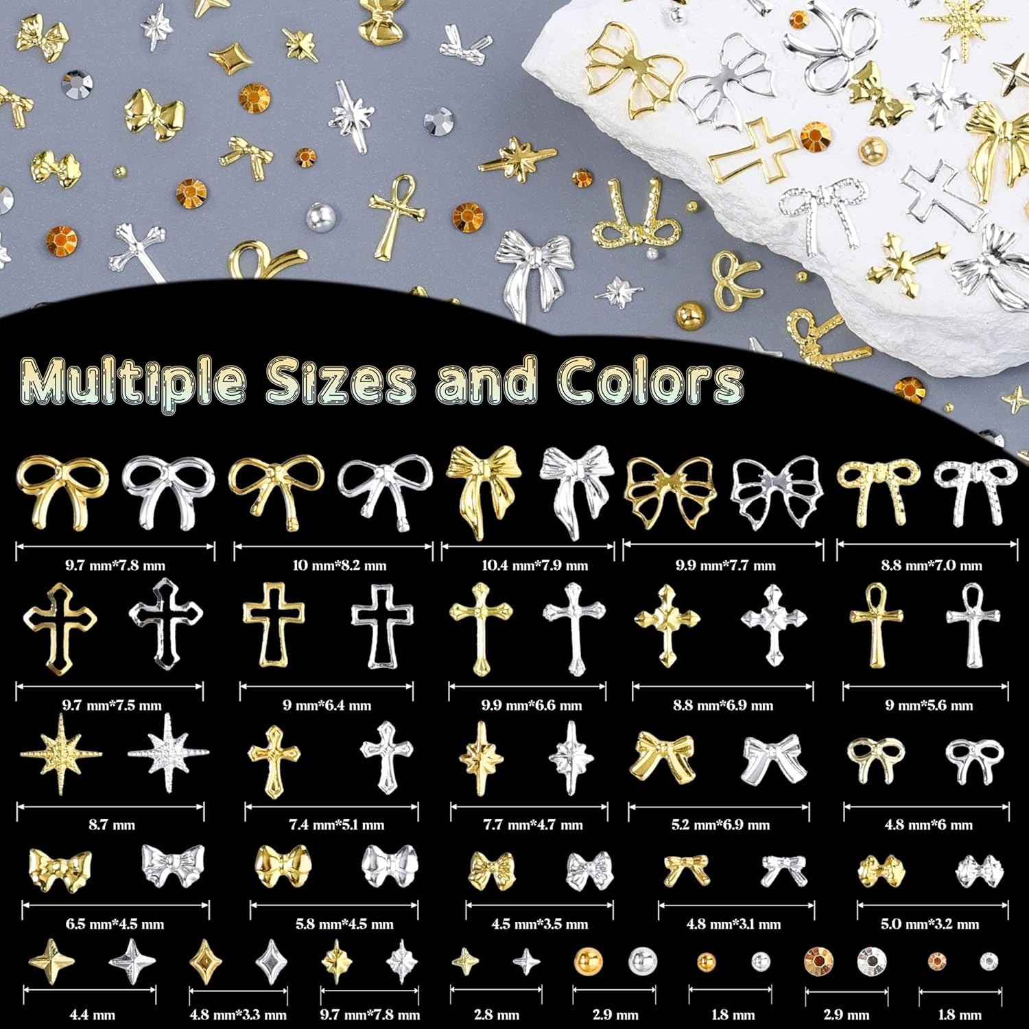 Small Round & Star Nail Art Jewels Set with Application Tweezers & Wax Pen