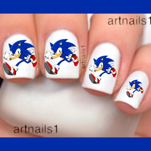 Sonic the Hedgehog Nail Art Anime Cartoon Cosplay Costume Decals Salon Polish