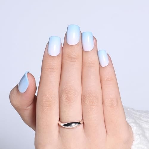 Ombre Press On Nails Square – Light Blue Short – 5A – Blue Ombre