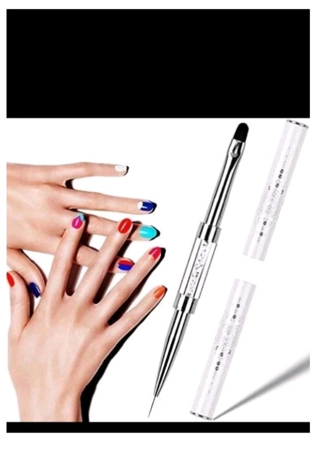 Double Ended Nail Builder Gel Brush, French Tip Brush Hard Gel for Nails