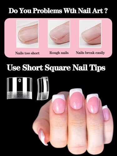 Extra Short Square Nail Tips, 240pcs Half Matte Square French Nail Tips Short