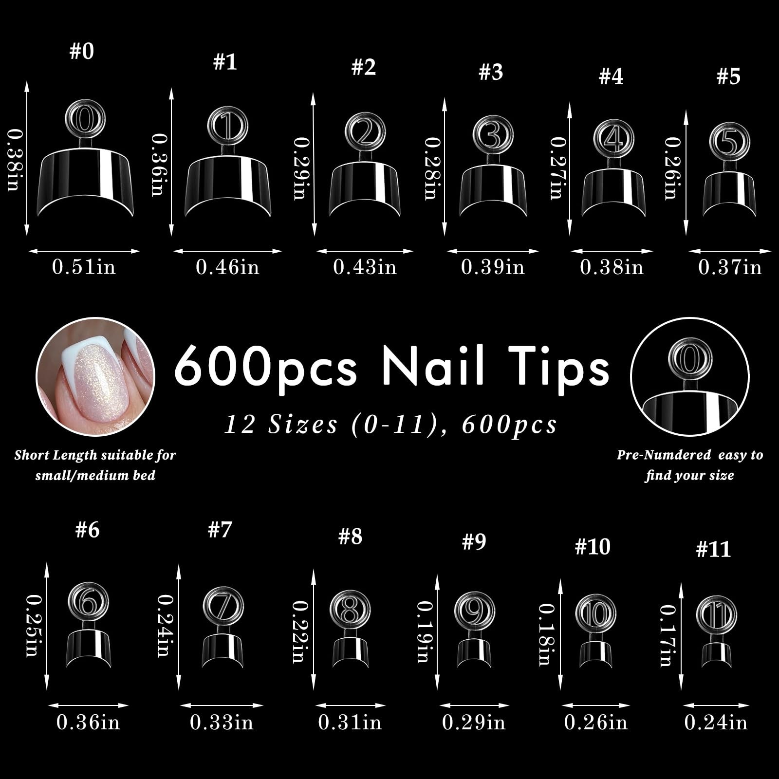 AddFavor 600pcs Extra Short Square Nail Tips, Half Cover Clear Soft Gel Nail …