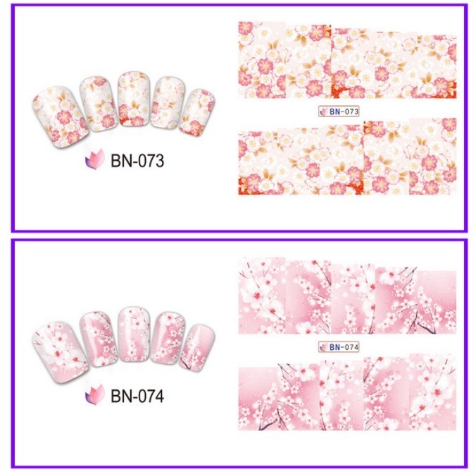 Floral Nail Art Water Decals: Spring Summer Flower Nail Wraps(Group 1)
