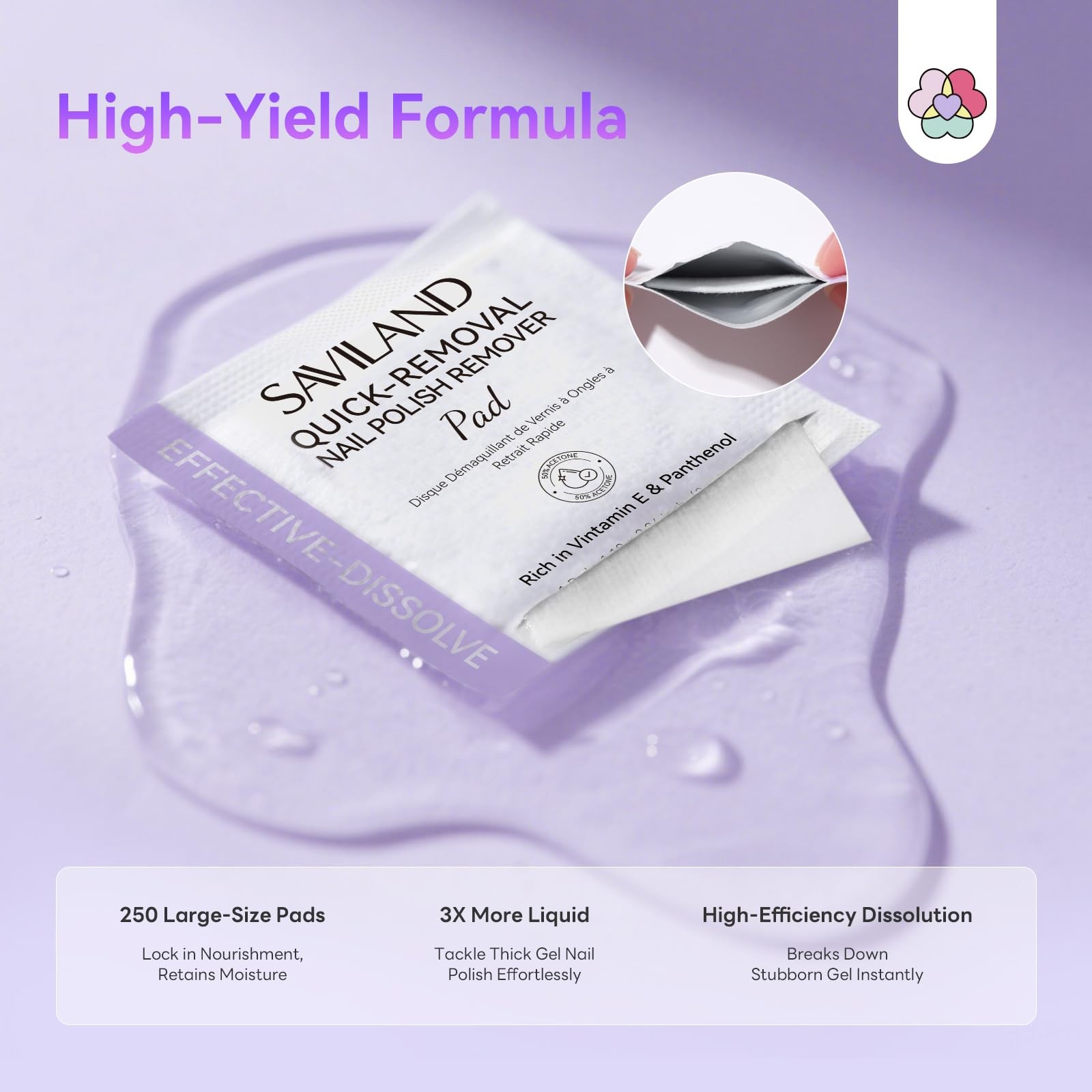SAVILAND Advanced Gel Nail Polish Remover Pads: 1 Count (Pack of 1), Purple