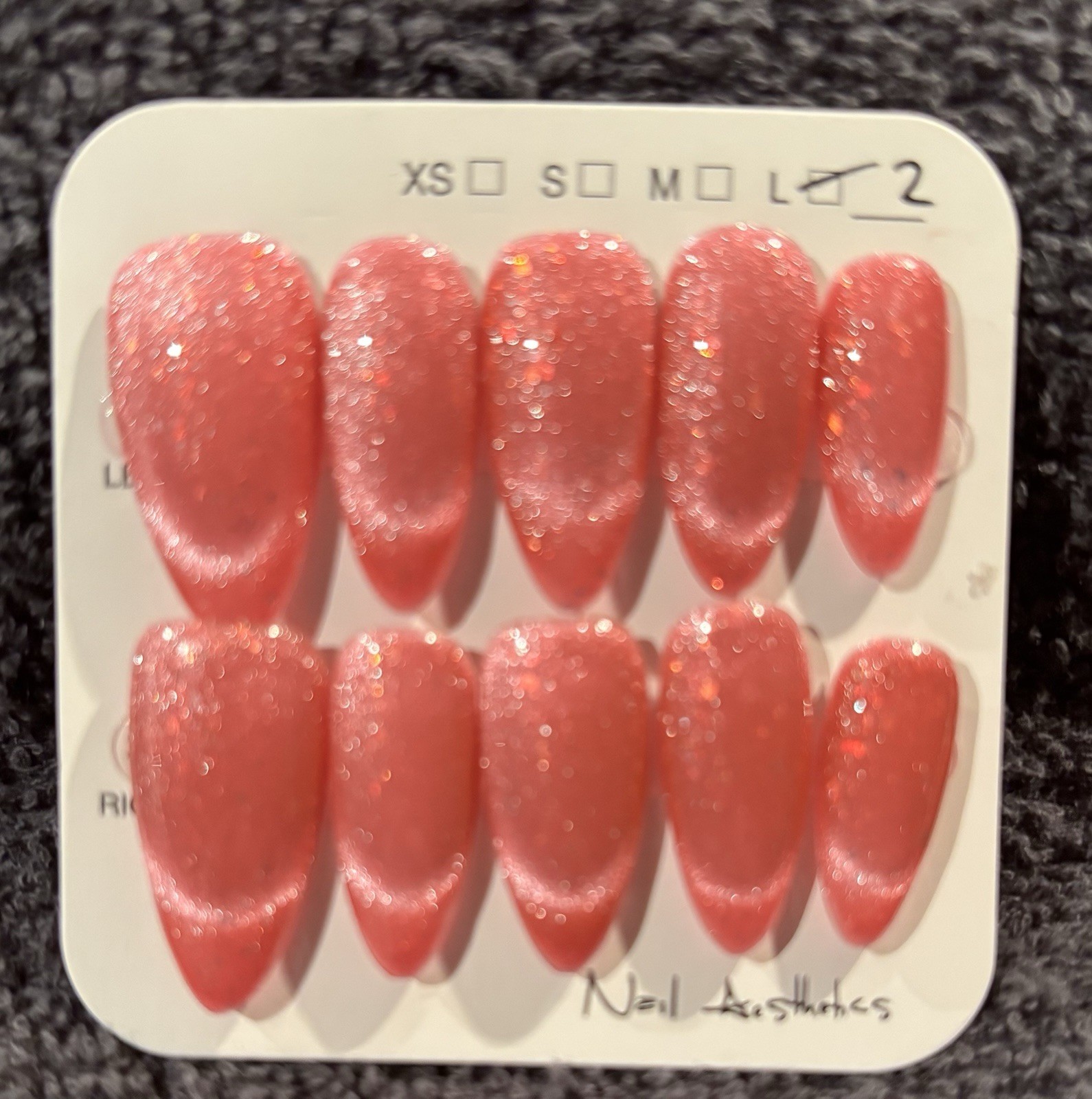 Press On Nails CAT EYE Various Colors Pointy Almond. Long length, Size LARGE.