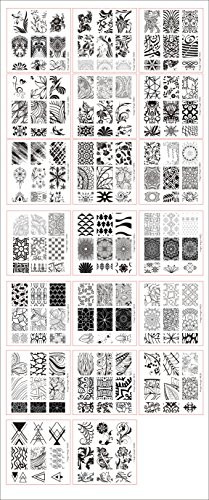 20 Pcs Mix Design Nail Stamping Template+1 Stamper + 1 Scraper Nail Art Image