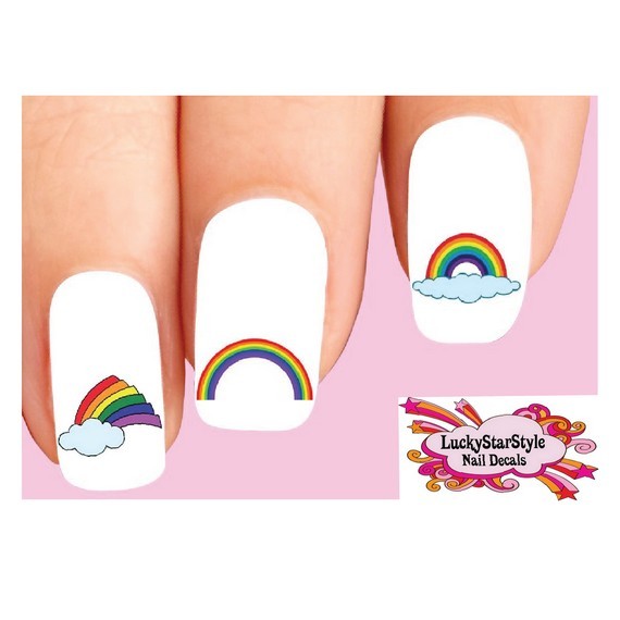 Waterslide Rainbow Nail Decals Set of 20 – Colorful Rainbows Assorted