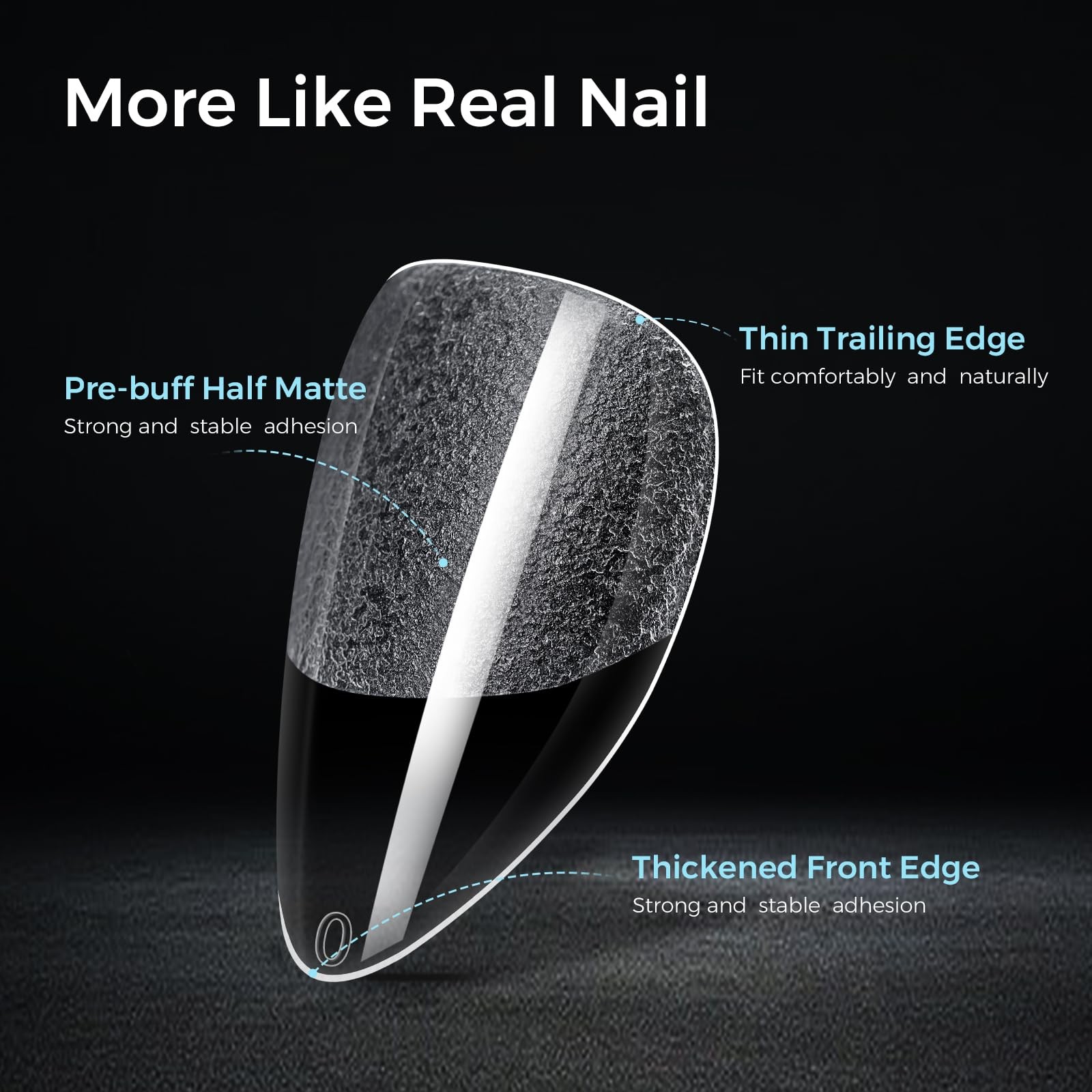 TOMICCA Short Almond Nail Tips 15 Sizes Nail Tips 240Pcs Almond Nails
