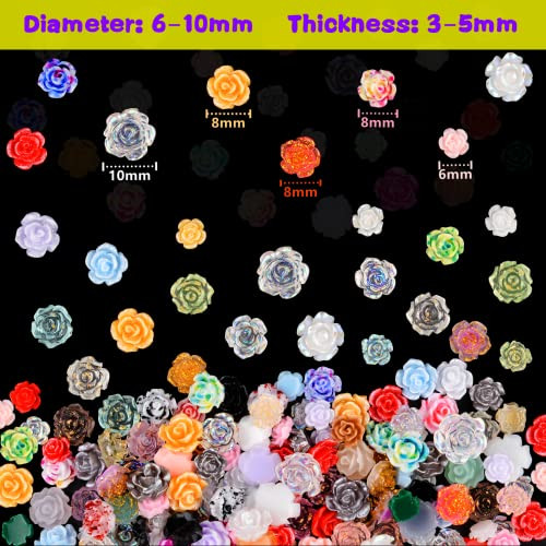100Pieces 3D Flowers Rose Nail Art Charms Kits Acrylic Resin Camellia Nail Art