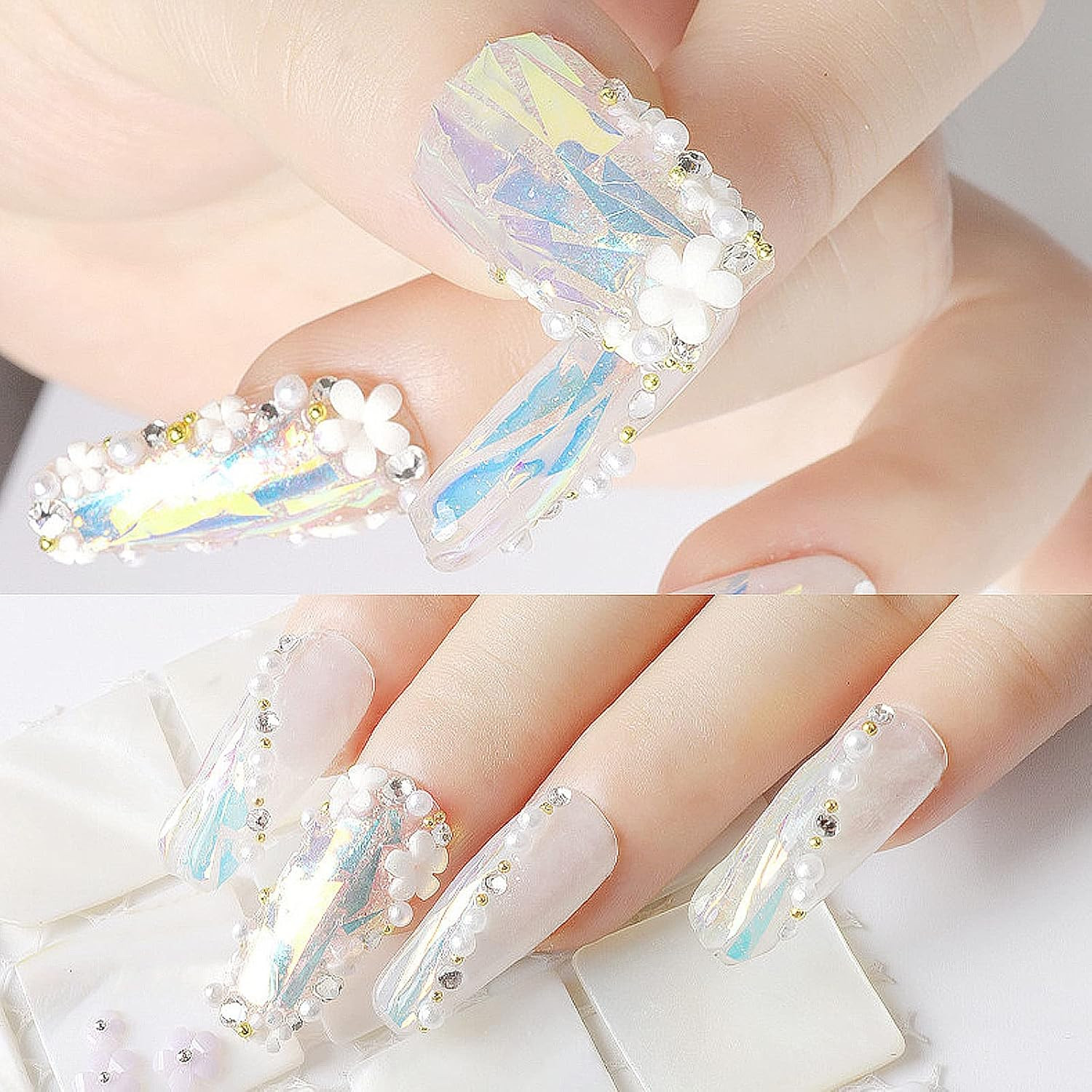 Encantos de uñas de flores de colores 3D