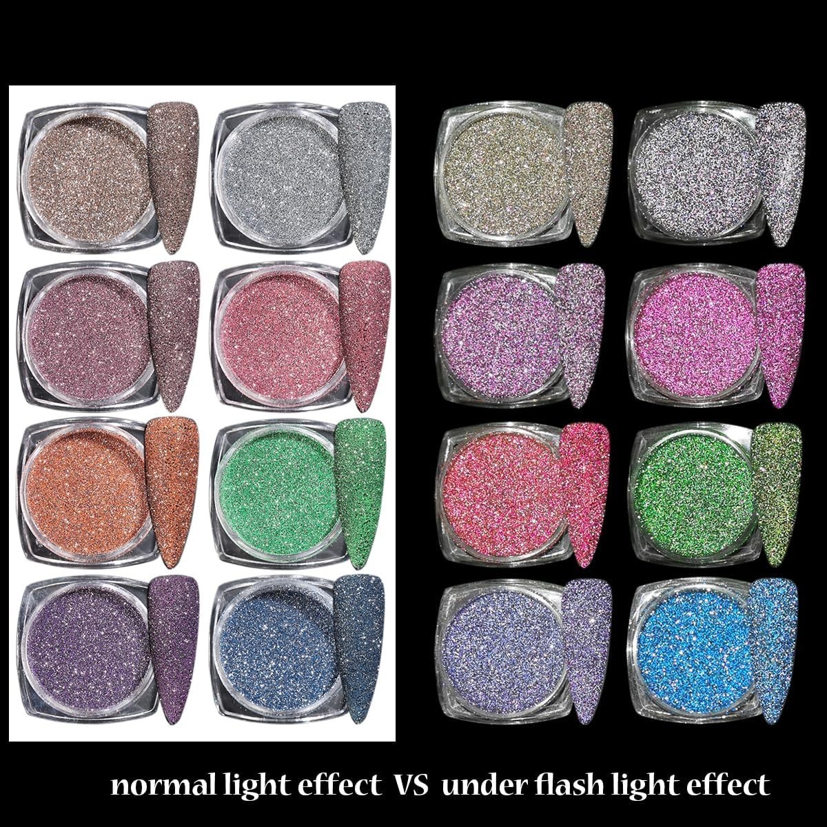 Reflective Glitter Powder Set – 8 Vibrant Diamond Shades for Stunning Nail Art