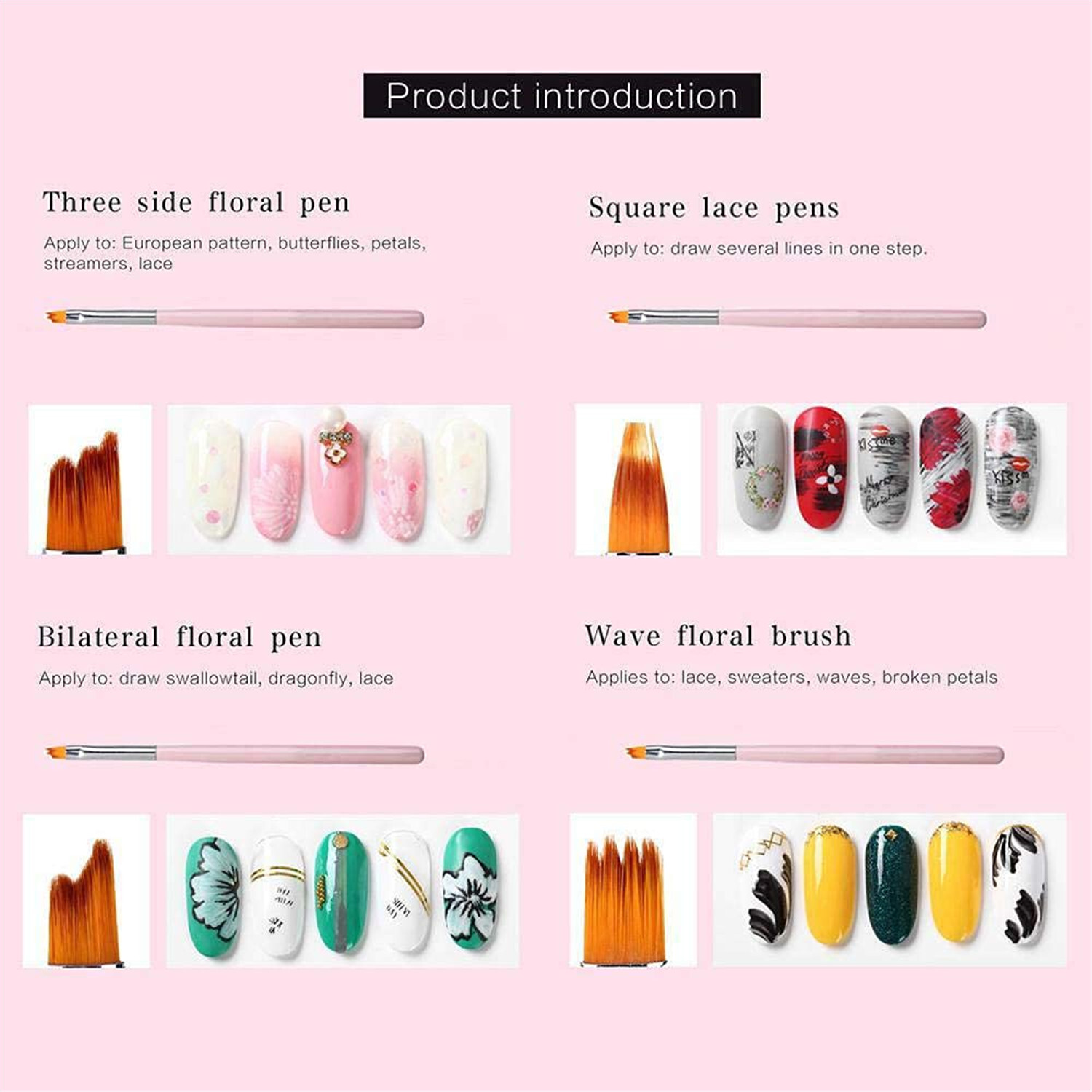 8 Pcs Nail Art Design Brush Acrylic Nail Gel Polish Painting Brush Drawing Pen