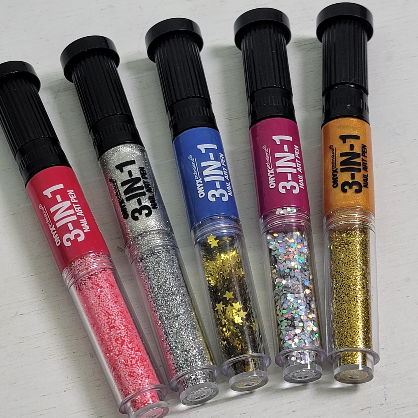 Onyx Professionsl Nail Art Pen 3 In 1 Tool Lot Of 5 Different Various Colors