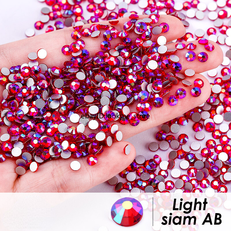 Red Siam Crystal Flat Back Rhinestones Glitter Glass Gems Nail Art Decor Beads