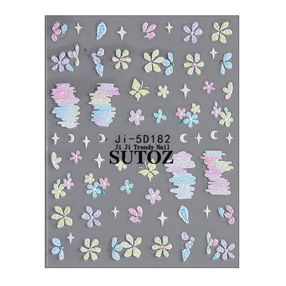 2Pcs 5D Nail Stickers Embossed Daisy Flower Bride Decal Nail Art Decoration NH29