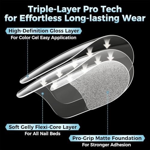 Medium Square Nail Tips, 360pcs Soft Gel Pre-Shaped Acrylic B3-Medium Square