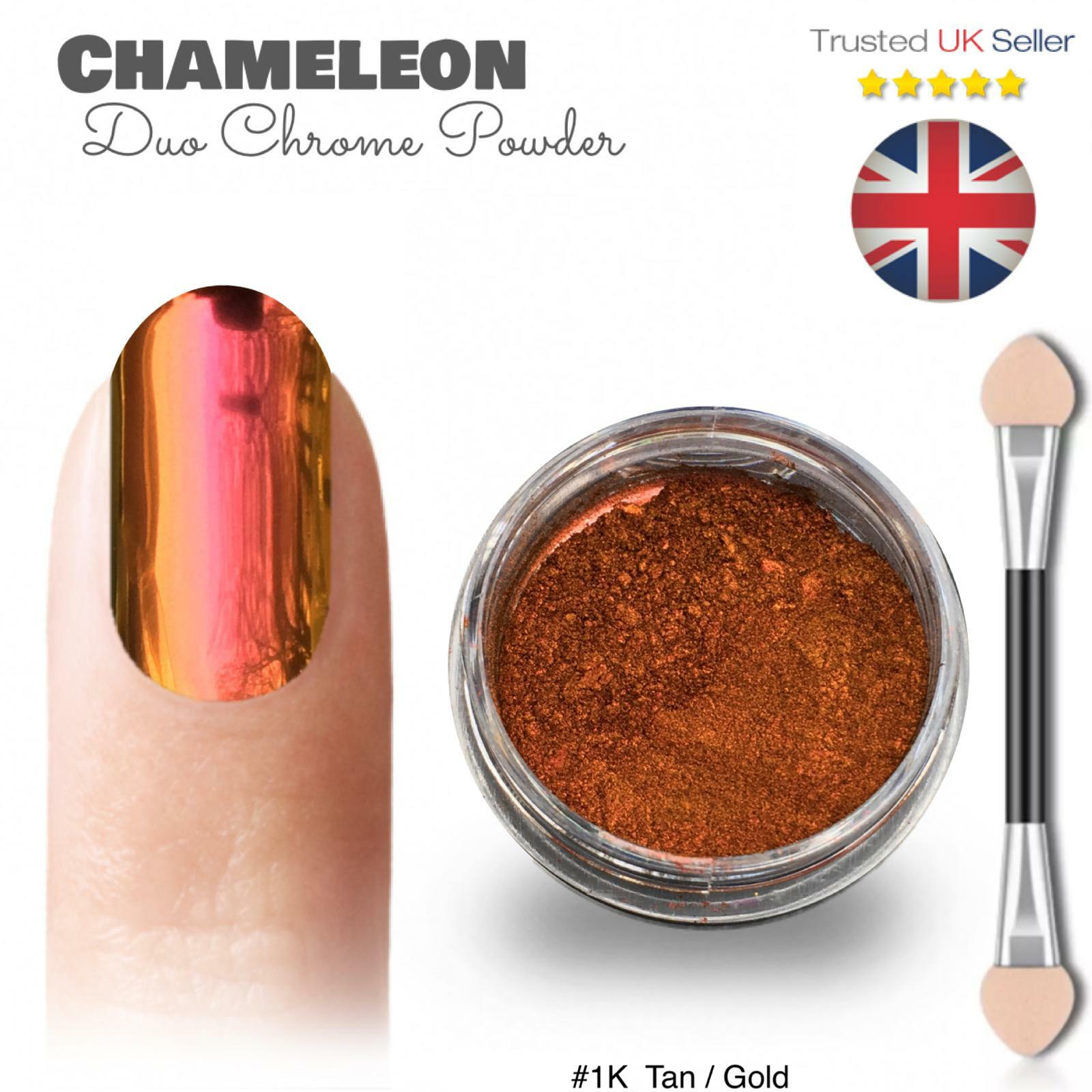 Chameleon Nail Chrome Powder Mirror Effect Duo Colour Shift Gold Red Pigment K