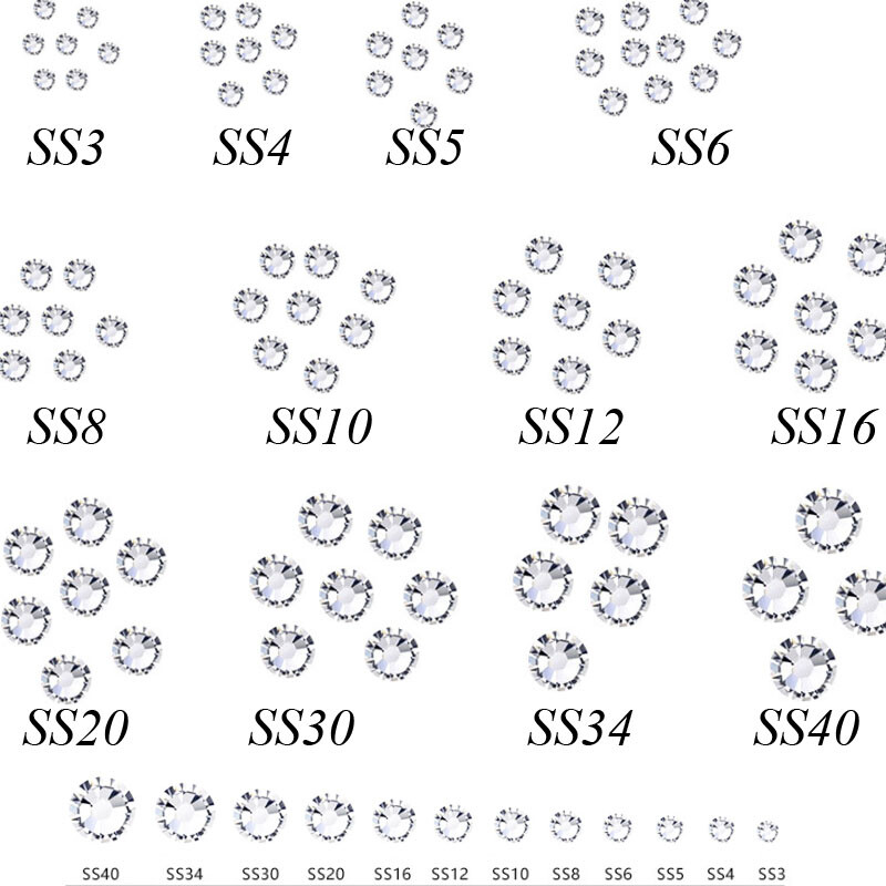 1440pcs Crystal Nail Art Rhinestones FlatBack Glitter Diamond 3D Tips Decoration