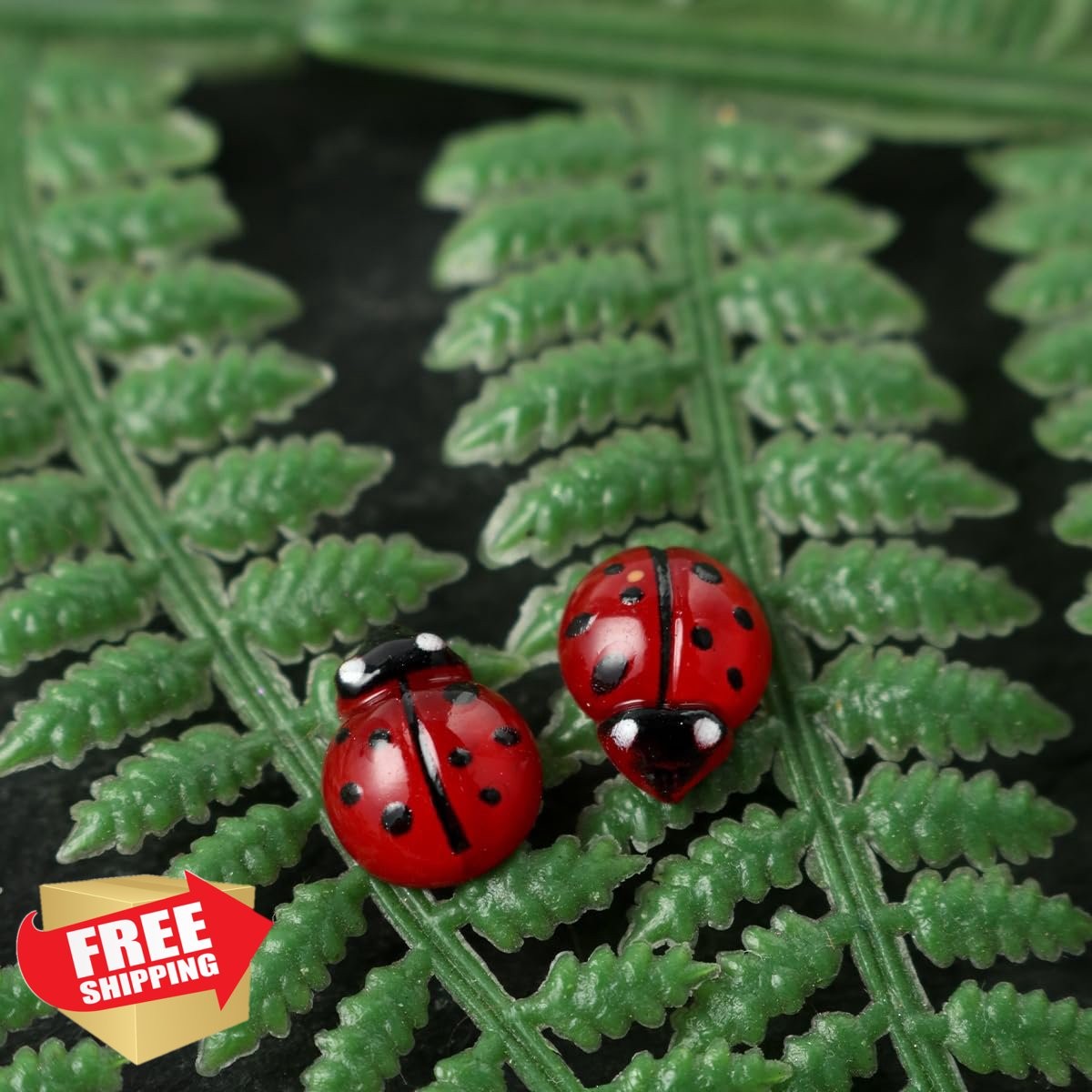 SHUXILIN 200pc Ladybug Nail Charms Red Resin 3D Rhinestones