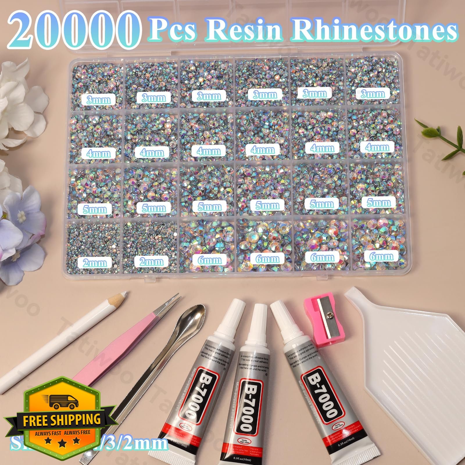 20000pcs AB Jelly Resin Rhinestones Mix Sizes Flatback Gems