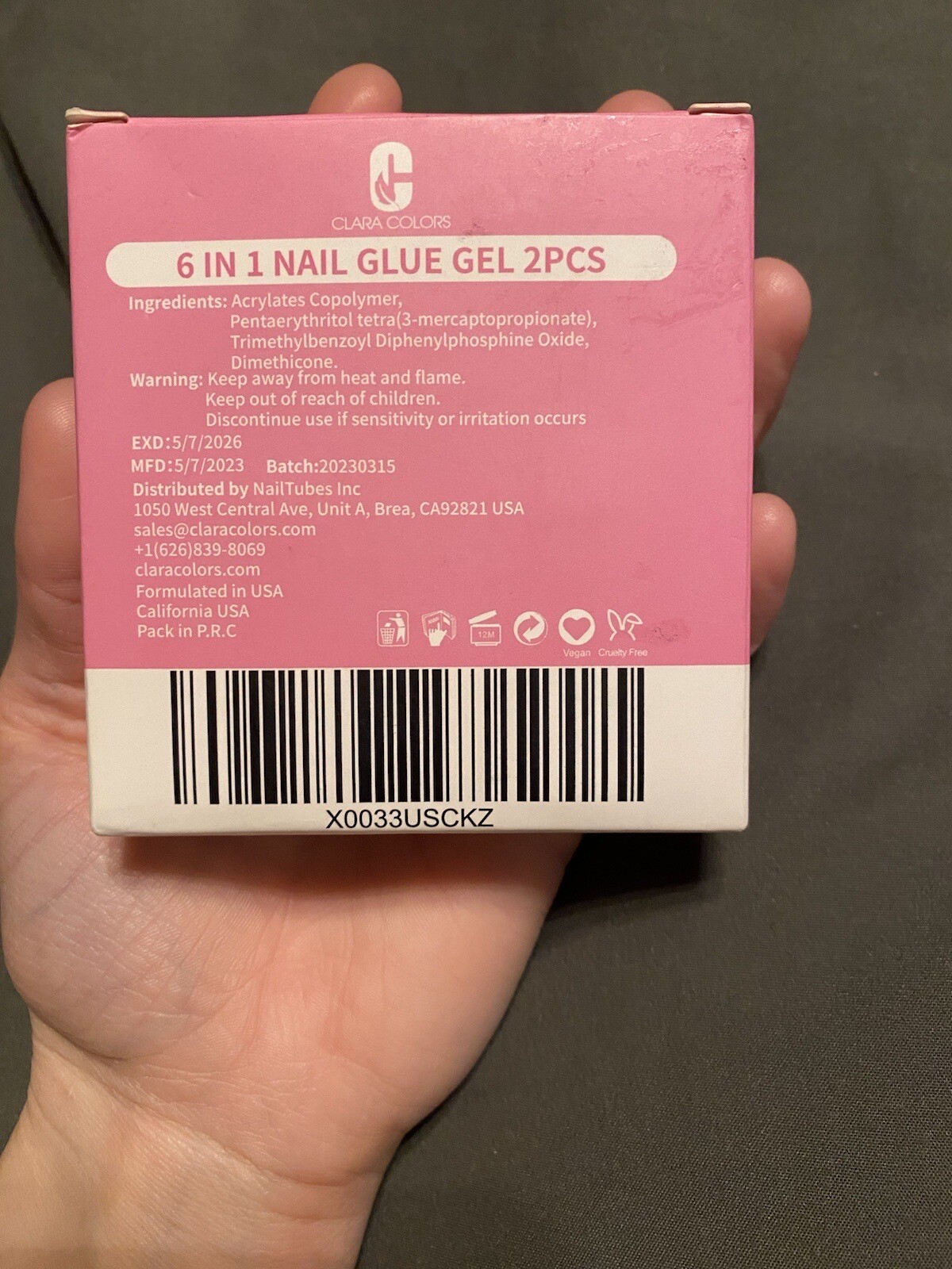 6 In 1 Nail Glue Gel 2pcs 15ml Clara Colors NWT