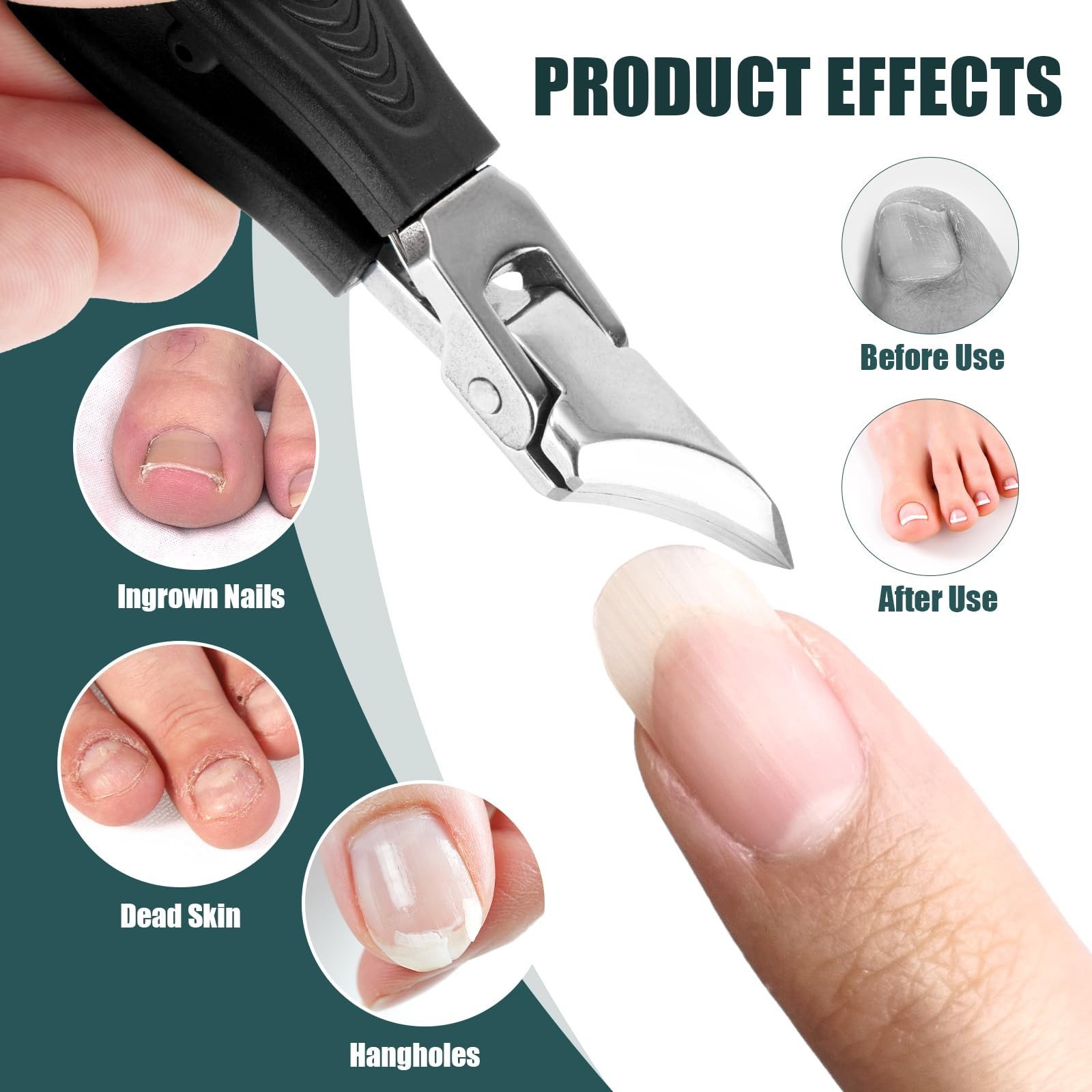 3pcs Eagle Beak Nail Clipper Set, Stainless Steel Slanted Nail Cutter File 3-…
