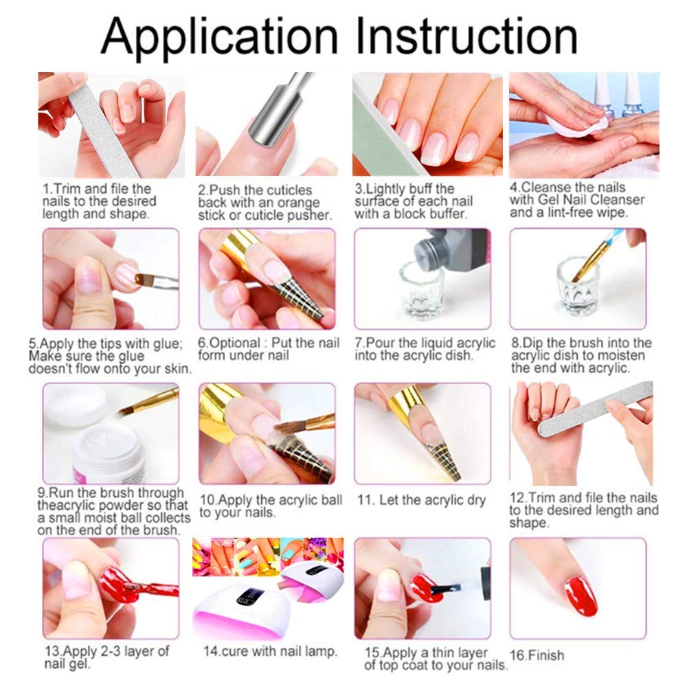 Nail Kit Set Professional Acrylic with Everything, 12 Glitter Acrylic Powder,…