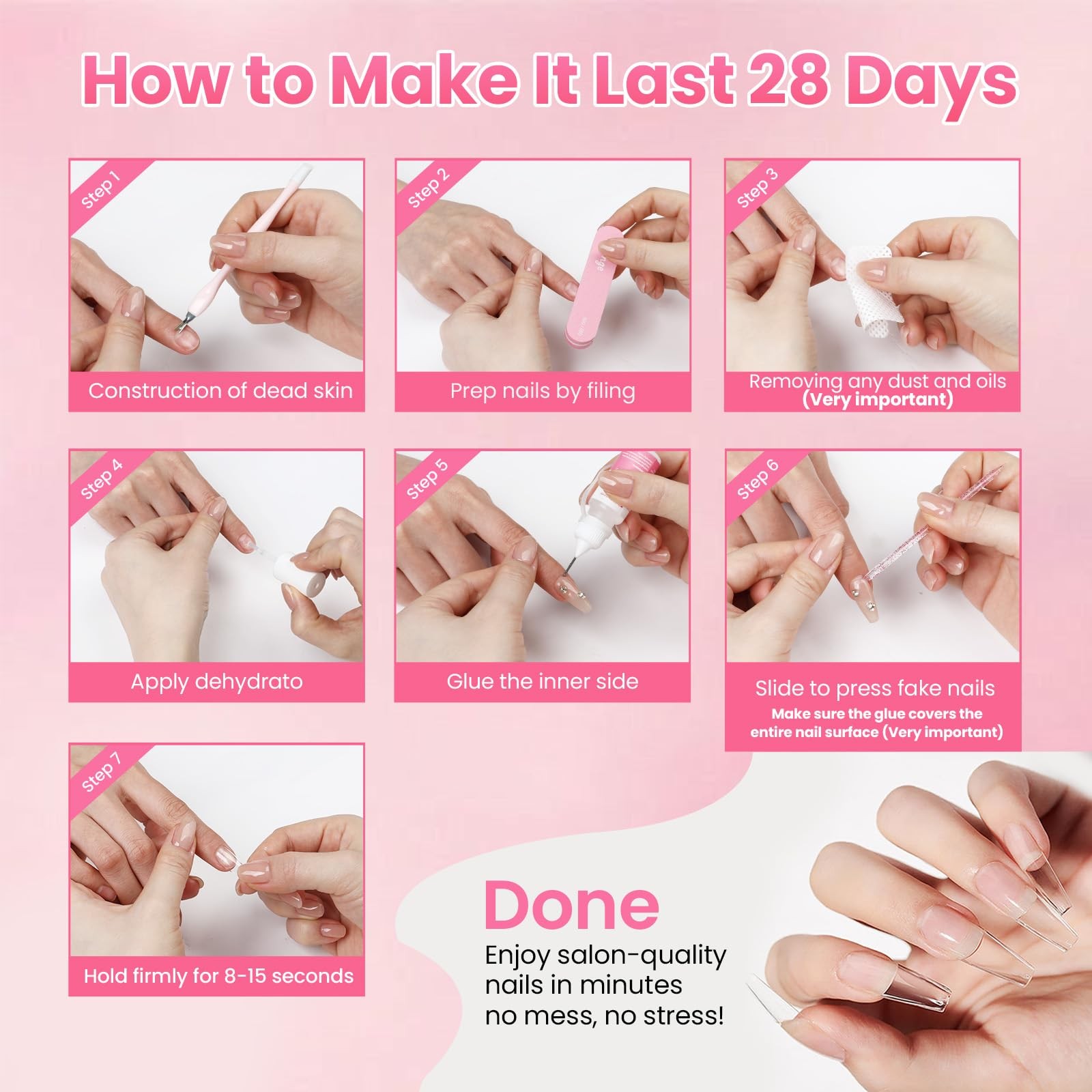 Semi Nail Glue Brush on Kit for Press on Nails & Nail False Tip