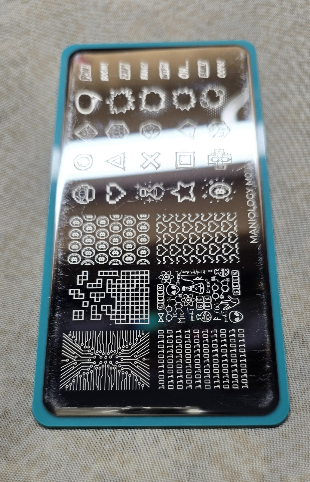 Maniology M016 Nail Stamp Plate Rebel Yell Comic Animation Bubbles Tetris Gamer