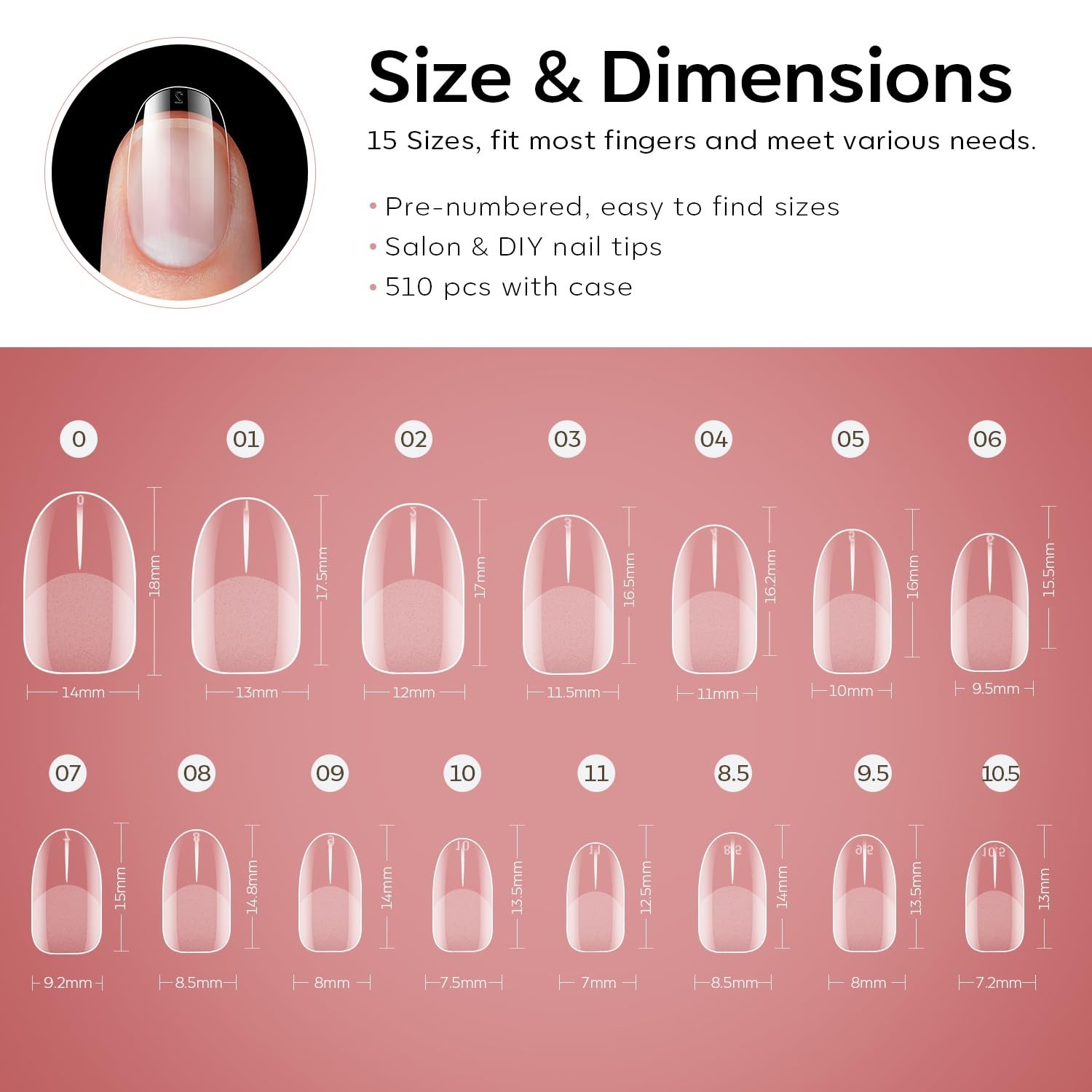 Pre-shaped Half Matte Extra Short Round Nails – 510 Pcs for DIY Beauty