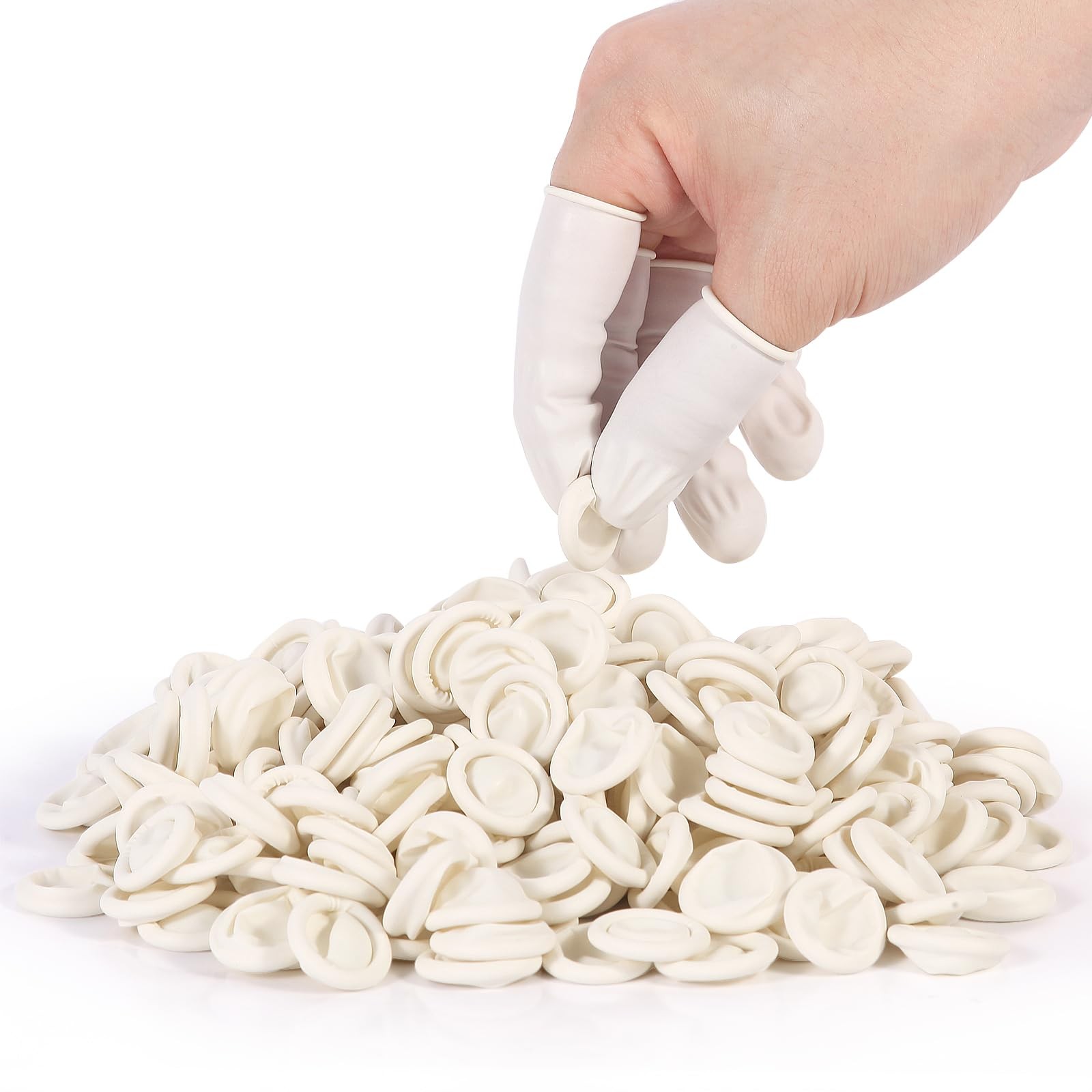 White Latex Finger Cots Finger Protectors Disposable Medium-Sized Approx.210 PCS