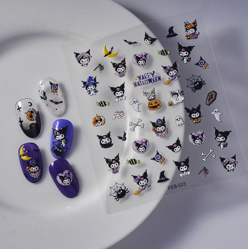 5D Nail KUROMI Skull Bones Halloween Nail Stickers Nail Decoration FEB523 NS54