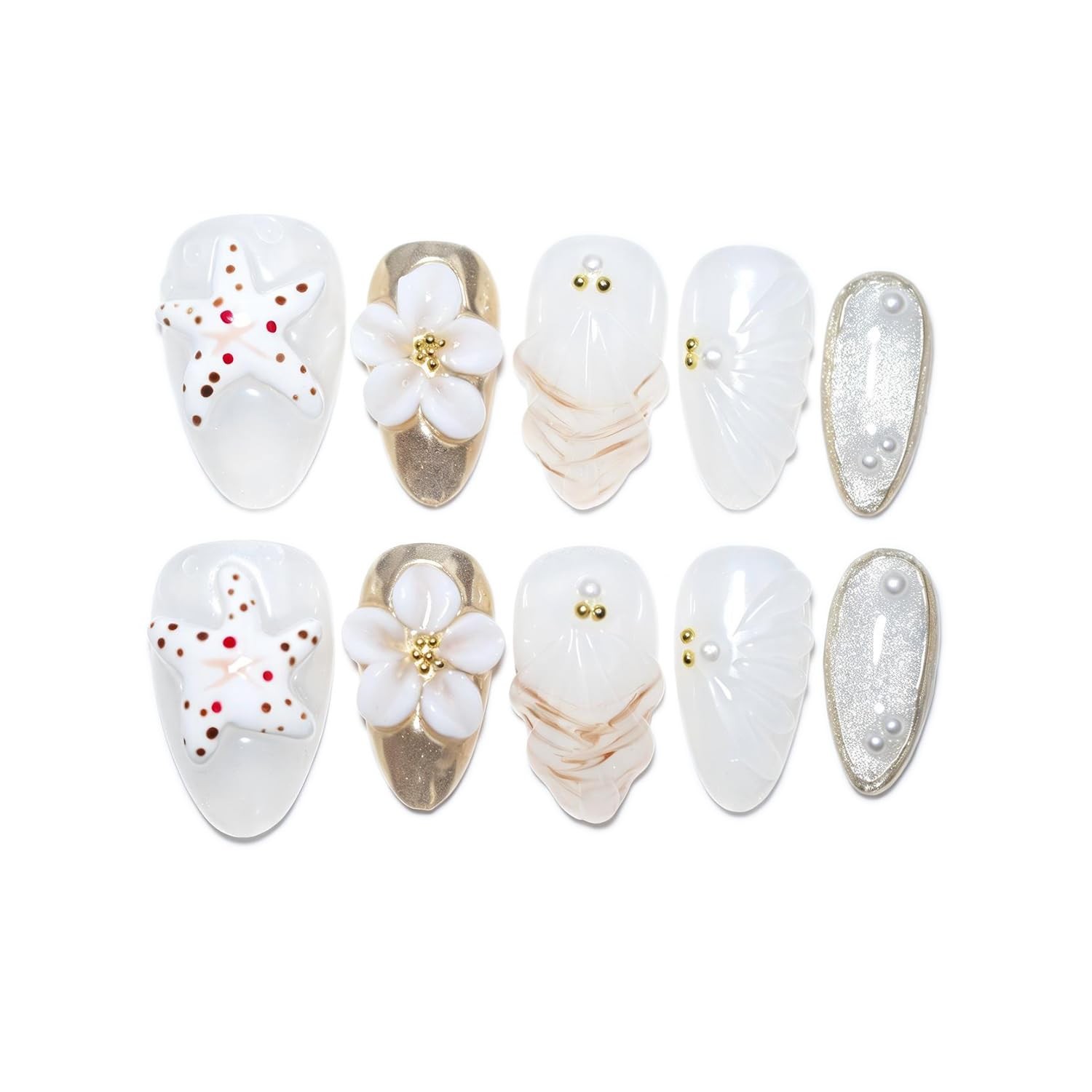 EasierGlow 10 Pcs Handmade Short Almond Press On Nails – Easy Apply and Remov…