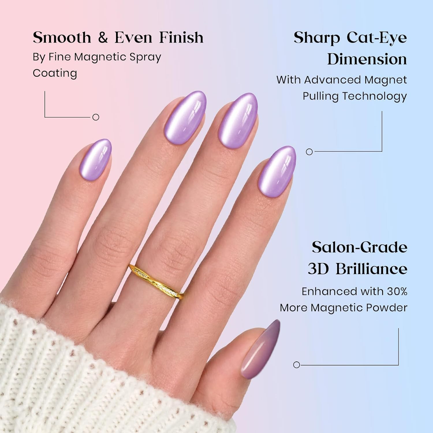 X Press Gel Nails Kit – Soda Aurora | 7 Colors Cat Eye Press on Nails Short Almo