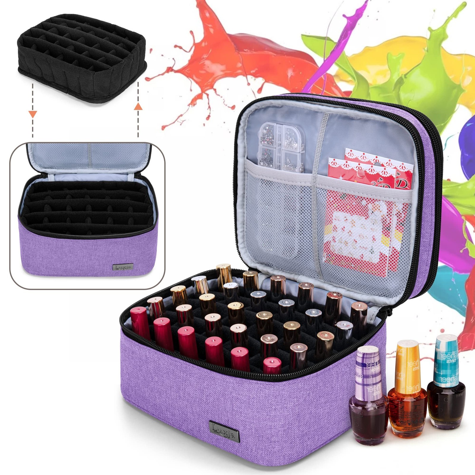 LUXJA Nail Polish Carrying Case – Holds 20 Bottles (15ml – 0.5 fl.oz), Portab…
