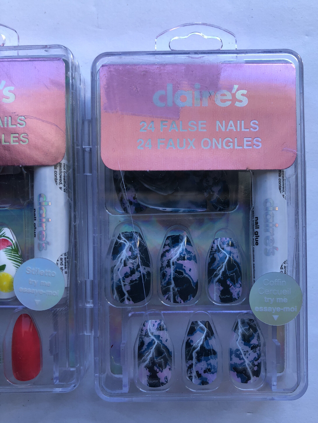 Claire’s False Fake Nail Kits Lot Of 4 Total New