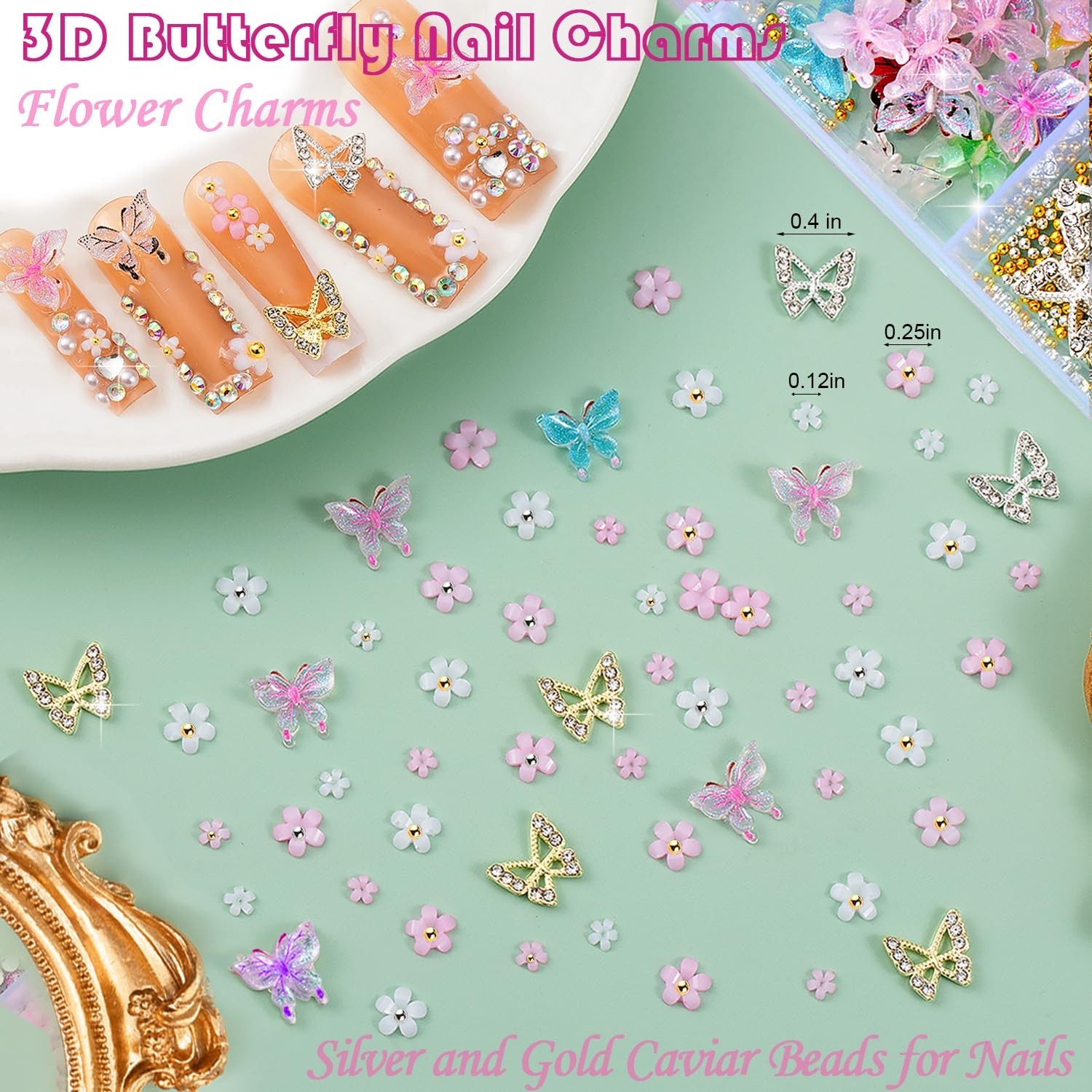 Complete Nail Art Kit: 10000pcs Charms, Rhinestones & Tools – Ideal for Artists