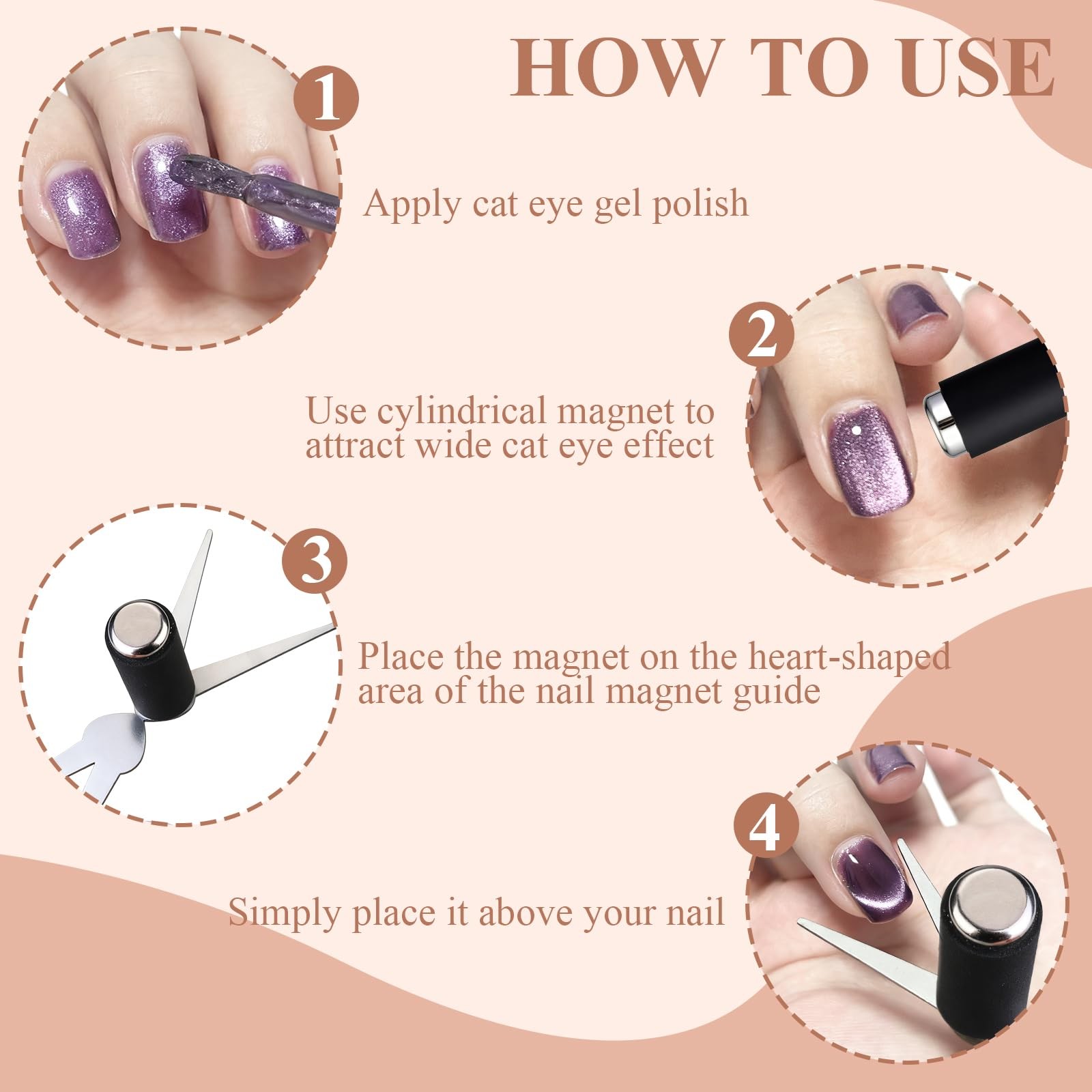 Plman Cat Eye Magnet Set, Scissor-shaped Nail Tool, 2 in 1 Silver